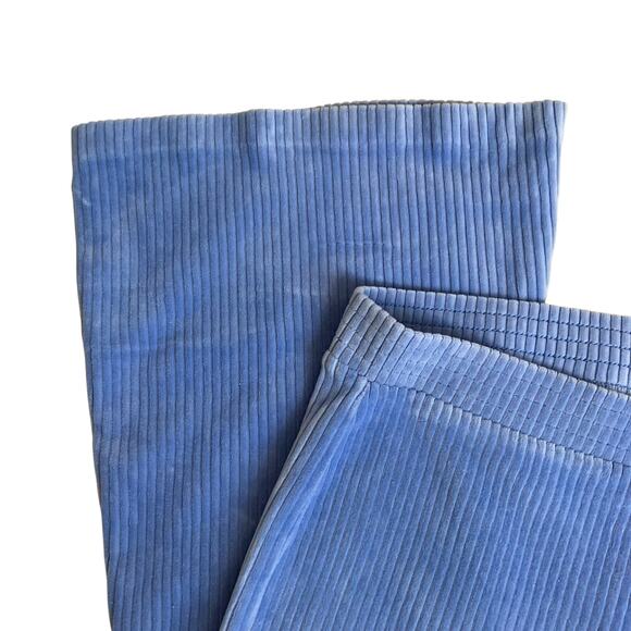 Aerie Sz L Light Blue Groove-on Velour High Waisted Flared Pants Loungewear - Picture 11 of 16
